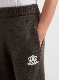 Reiss Chocolate Brown Blake 3-9 yrs Monogram Relaxed Wool-Blend Joggers Unisex Fit