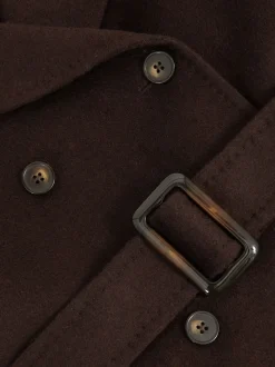 Reiss Chocolate Brown Rene 9-13 yrs Double-Breasted Blindseam Wool-Blend Coat