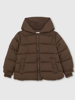 Reiss Chocolate Lumi 3-9 yrs Short Hooded Puffer Coat