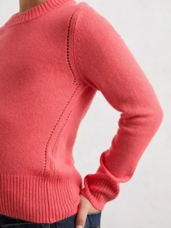 Reiss Coral Anya Wool-Blend Open-Stitch Jumper with Cashmere