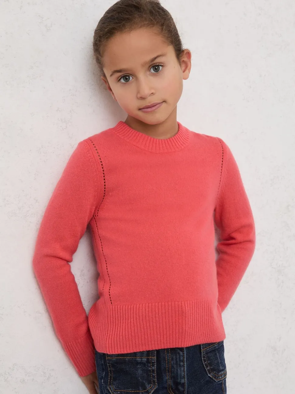 Reiss Coral Anya Wool-Blend Open-Stitch Jumper with Cashmere