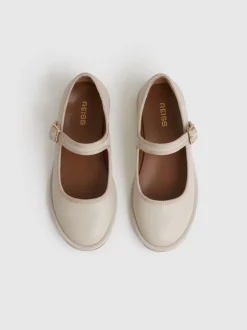 Reiss Cream Nicole Girls' Leather Mary-Jane Ballet Pumps