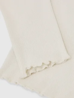 Reiss Ecru Brittany 13-14 yrs Stretch-Cotton Lettuce-Trim Ribbed Top