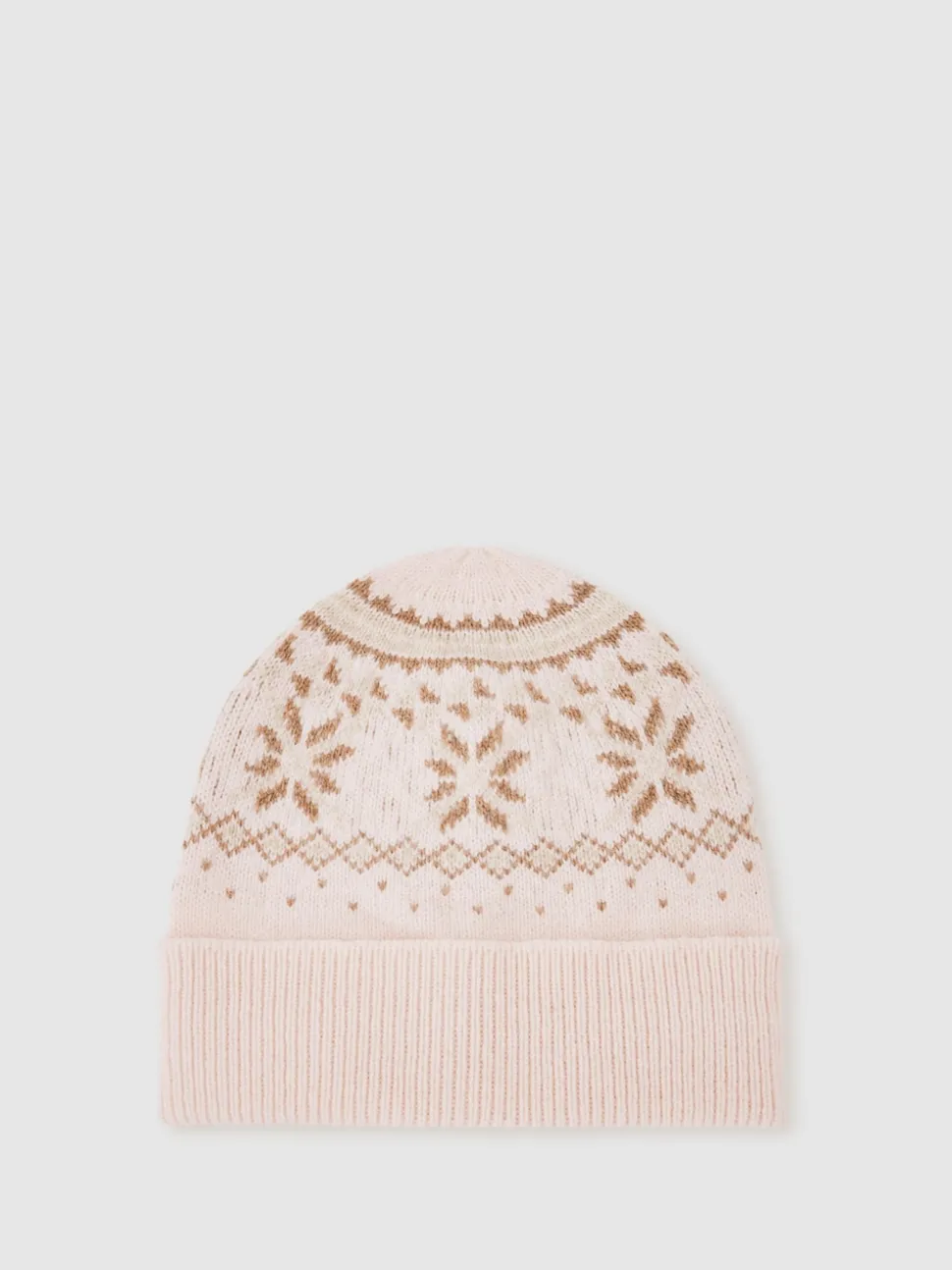 Reiss Ecru Farah Junior Fair Isle Hat And Scarf Set With Wool