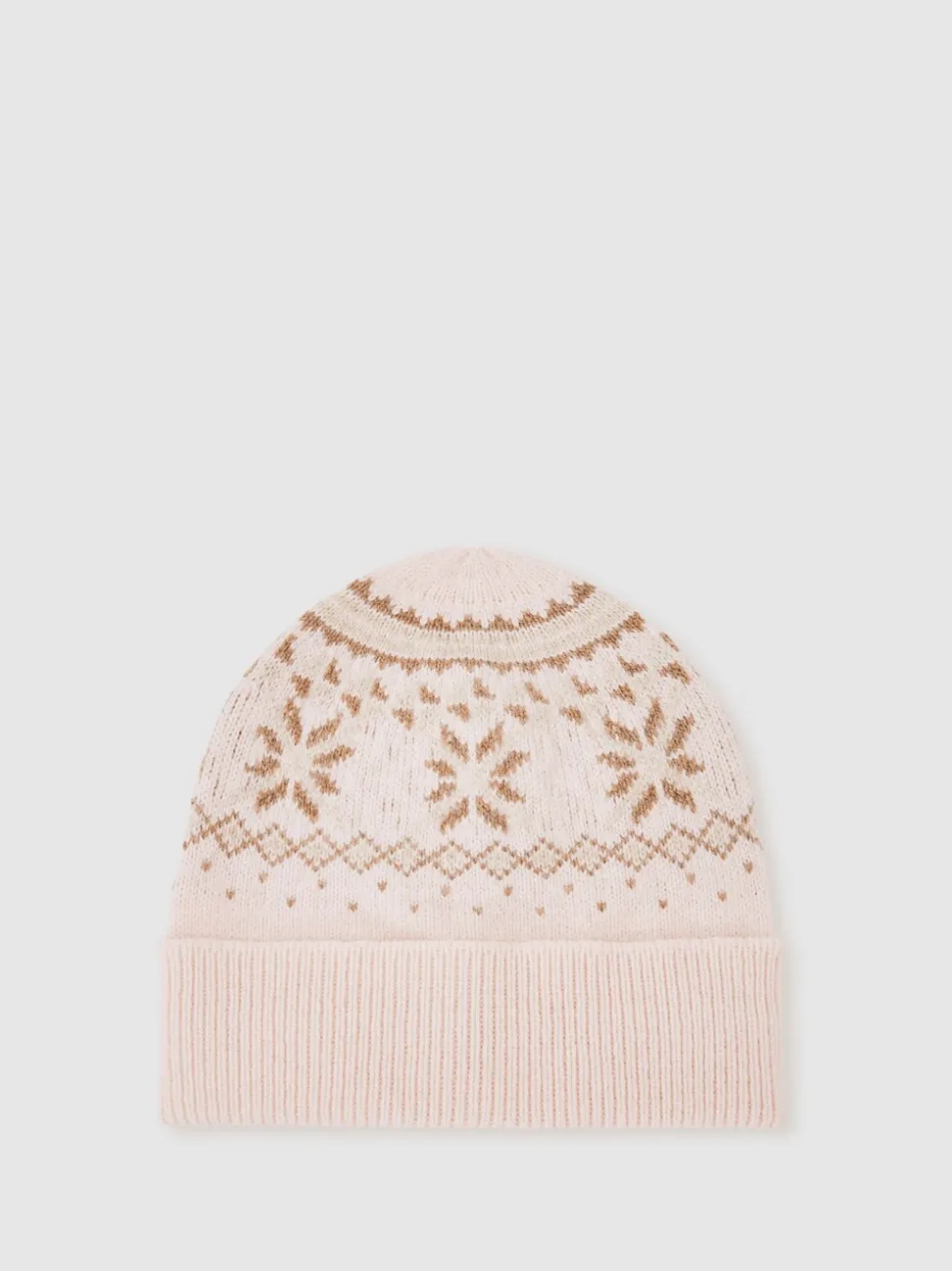 Reiss Ecru Farah Teen Fair Isle Hat And Scarf Set With Wool