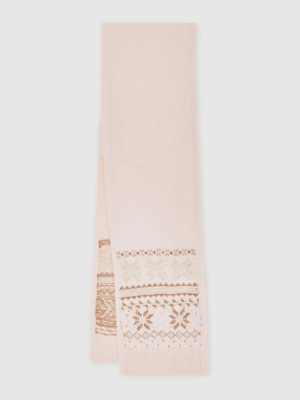 Reiss Ecru Farah Teen Fair Isle Hat And Scarf Set With Wool