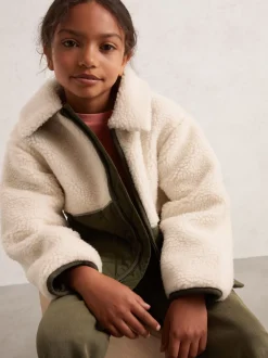 Reiss Ecru Jeanie 9-13 yrs Quilted Borg Jacket