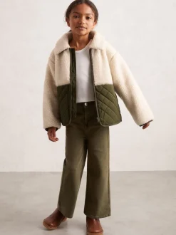 Reiss Ecru Jeanie 9-13 yrs Quilted Borg Jacket