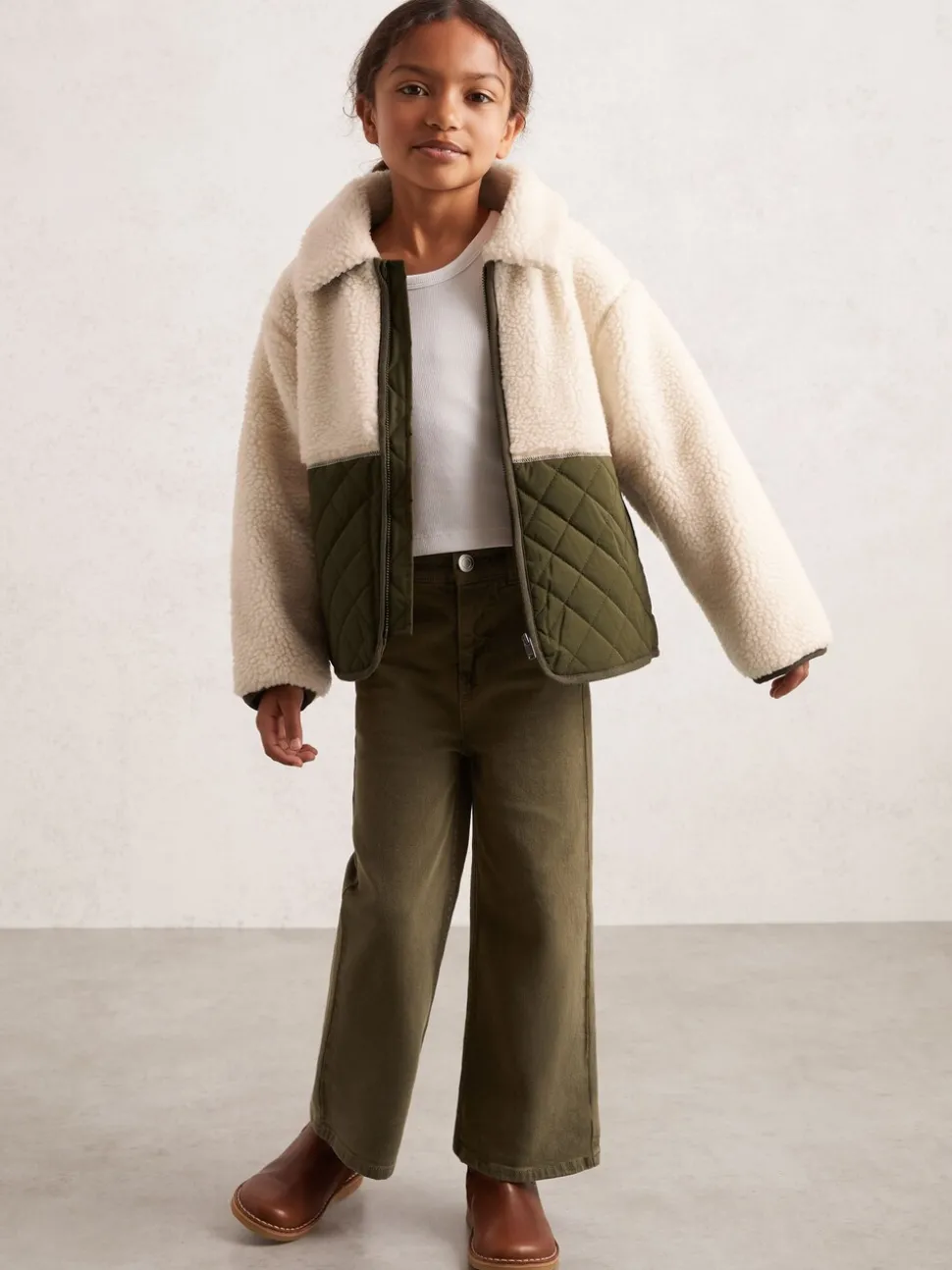 Reiss Ecru Jeanie 9-13 yrs Quilted Borg Jacket