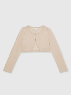 Reiss Gold Abi 3-9 yrs Wool-Blend Metallic Bolero Cardigan