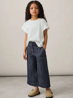 Reiss Indigo Ashby 9-13 yrs Cotton-Linen Wide Leg Trousers