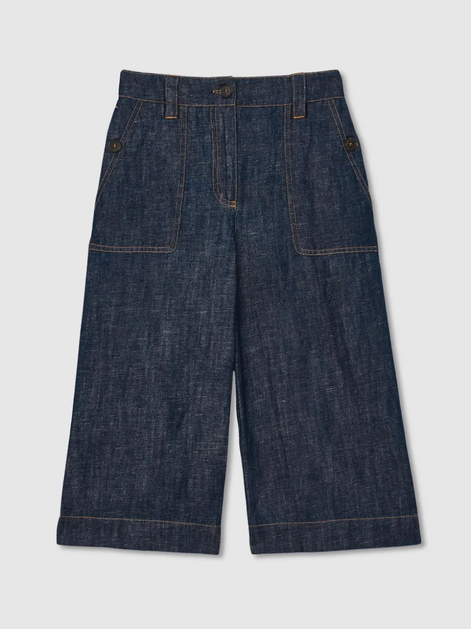 Reiss Indigo Ashby 4-9 yrs Cotton-Linen Wide Leg Trousers