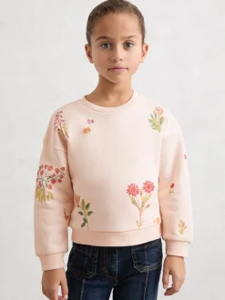Reiss Ivory Amelia 9-13 yrs Cotton-Blend Floral Sweatshirt