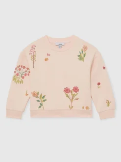 Reiss Ivory Amelia 9-13 yrs Cotton-Blend Floral Sweatshirt