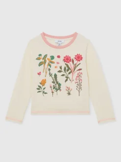 Reiss Ivory Darcy 9-13 yrs Cotton Floral Embroidered T-Shirt