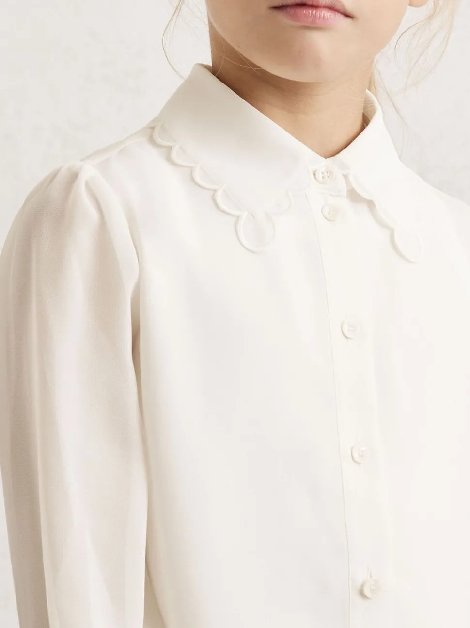 Reiss Ivory Elia 3-9 yrs Scallop-Edge Button-Through Shirt