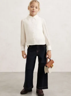 Reiss Ivory Elia 3-9 yrs Scallop-Edge Button-Through Shirt
