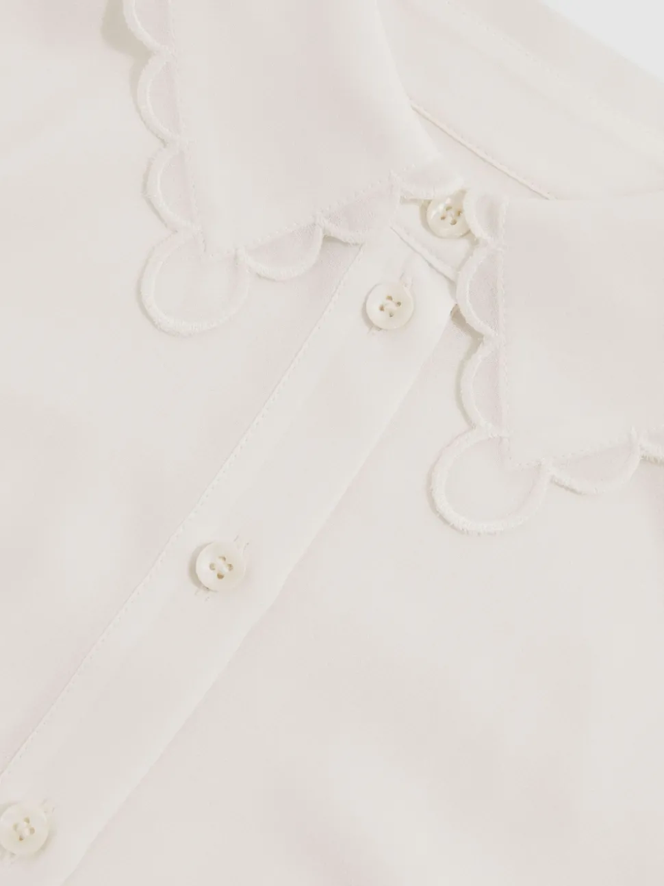 Reiss Ivory Elia 3-9 yrs Scallop-Edge Button-Through Shirt