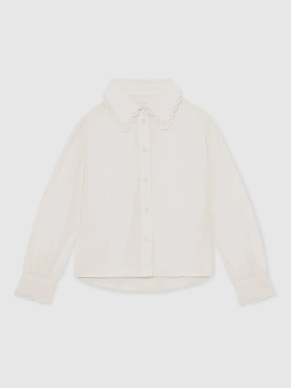 Reiss Ivory Elia 9-13 yrs Scallop-Edge Button-Through Shirt