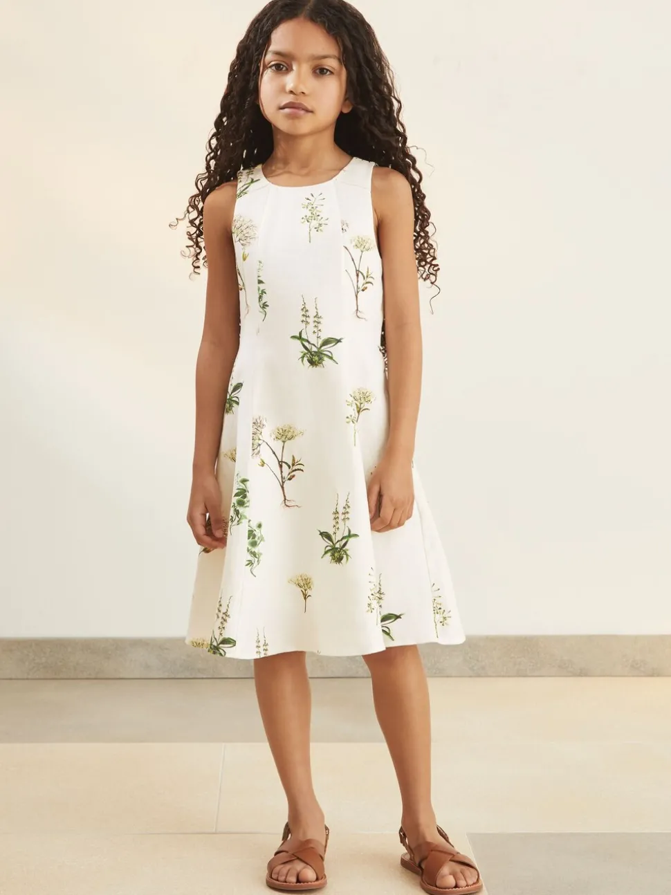 Reiss Ivory Elise 9-13 yrs Reiss | NYBG Linen Floral Flared Dress