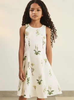 Reiss Ivory Elise 9-13 yrs Reiss | NYBG Linen Floral Flared Dress