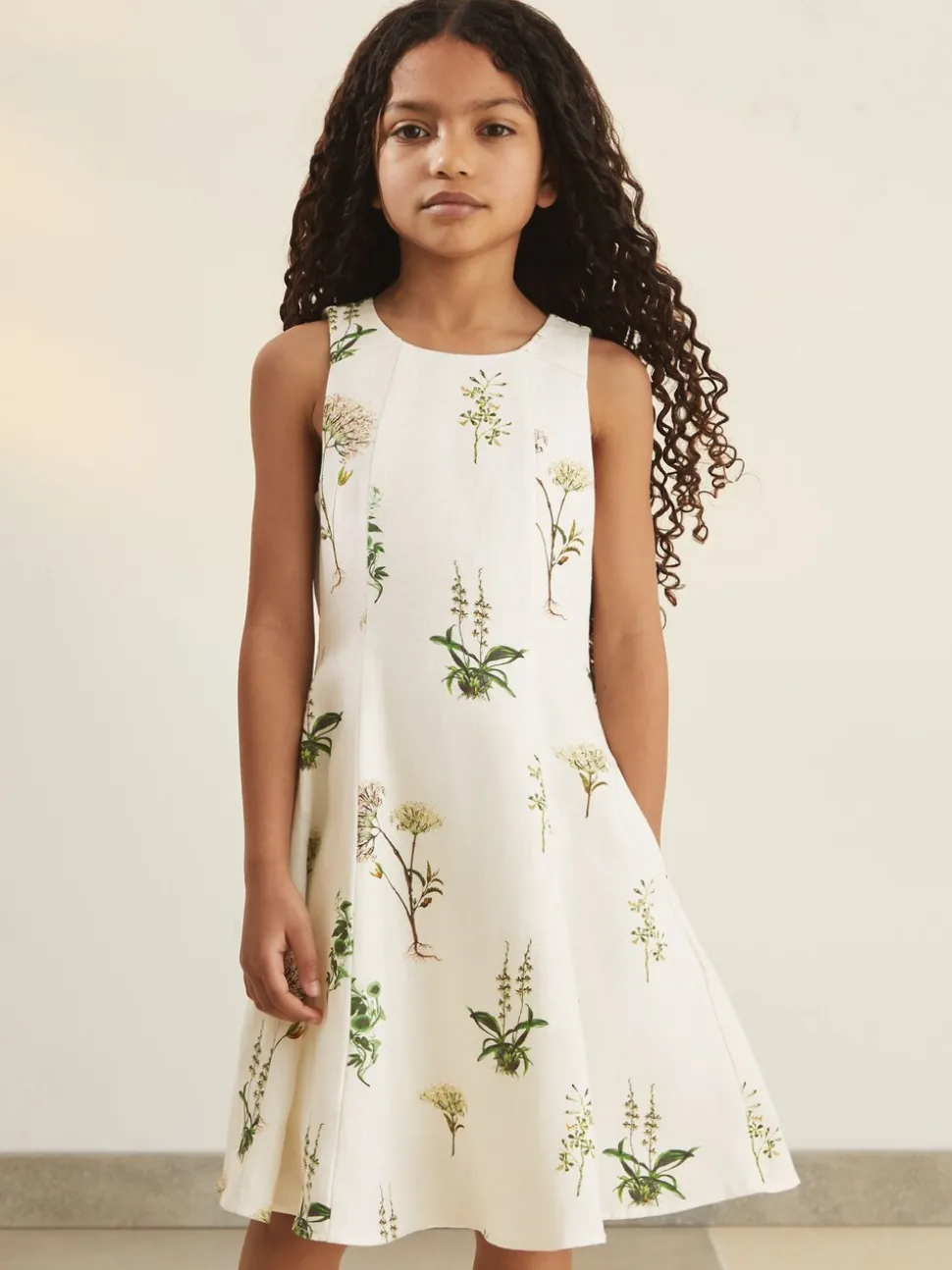 Reiss Ivory Elise 9-13 yrs Reiss | NYBG Linen Floral Flared Dress