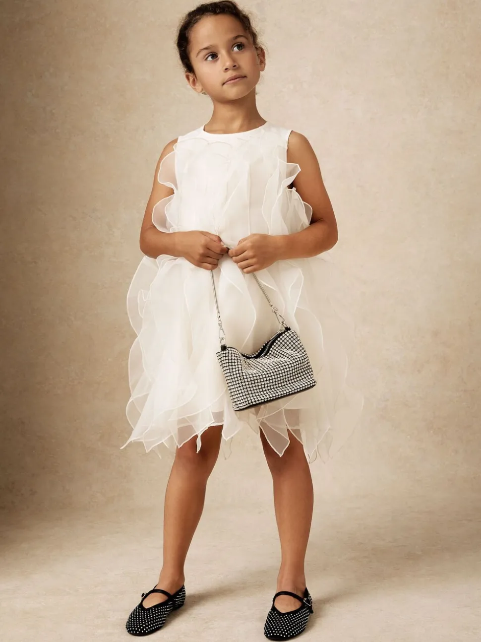 Reiss Ivory Ellenora 3-9 yrs Ruffle-Detail Organza Dress
