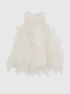 Reiss Ivory Ellenora 9-13 yrs Ruffle-Detail Organza Dress