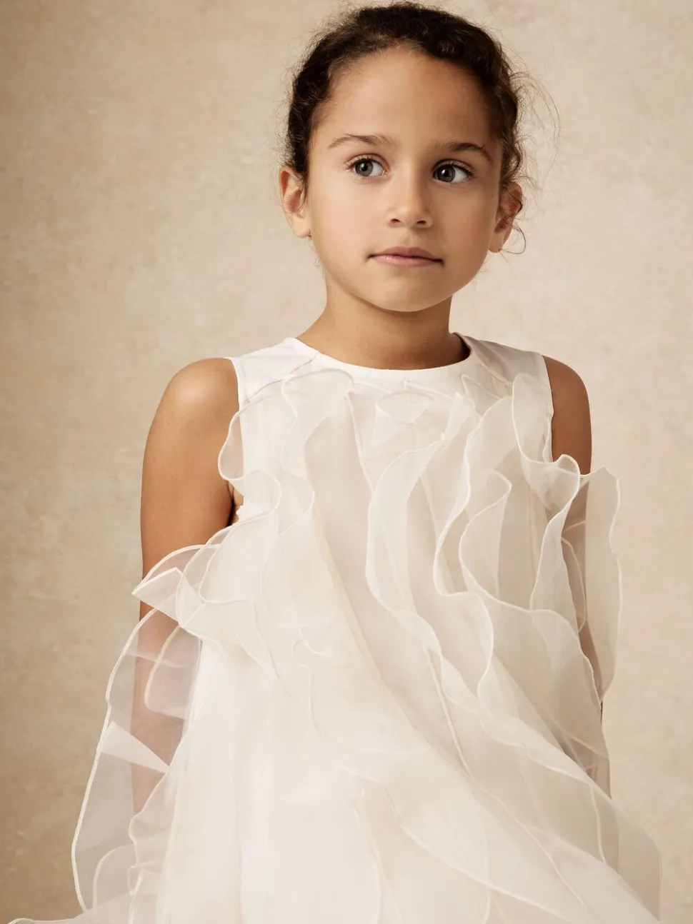 Reiss Ivory Ellenora 9-13 yrs Ruffle-Detail Organza Dress