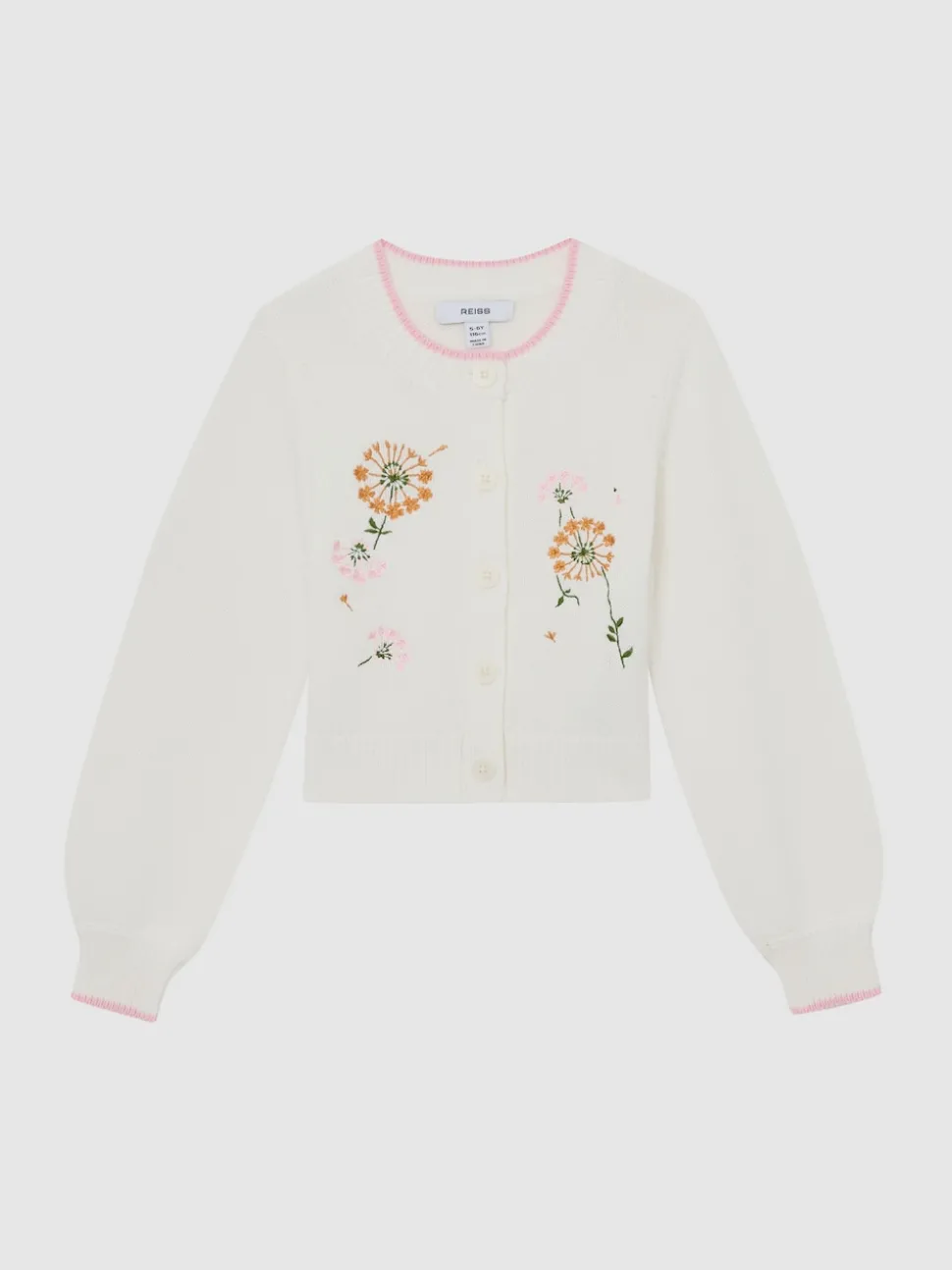 Reiss Ivory Ellie 9-13 yrs Cotton Floral-Embroidered Cardigan