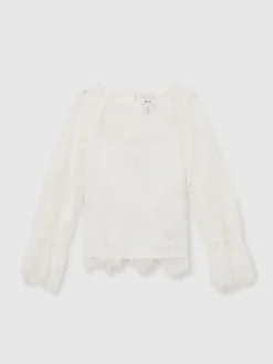 Reiss Ivory Emilia 9-13 yrs Lace Long-Sleeve Top