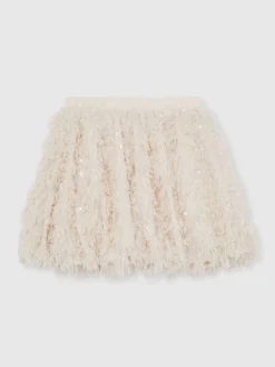 Reiss Ivory Roxy 3-9 yrs Fluffy Sequin-Embellished Skirt