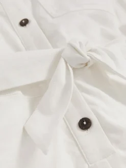 Reiss Ivory Zoe 9-13 yrs Cotton-Linen Belted Playsuit