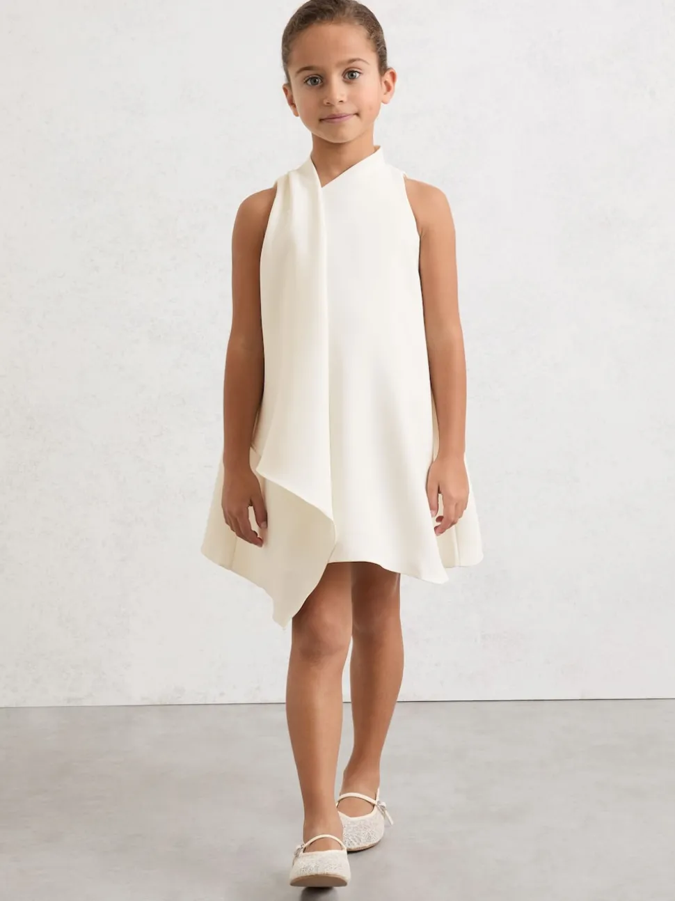 Reiss Ivory Zoe 3-9 yrs Draped Sleeveless Shift Dress