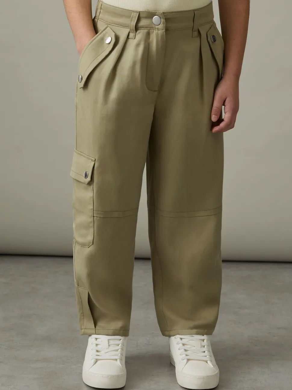 Reiss Khaki Cleaton 4-9 yrs Lyocell-Linen Cargo Trousers