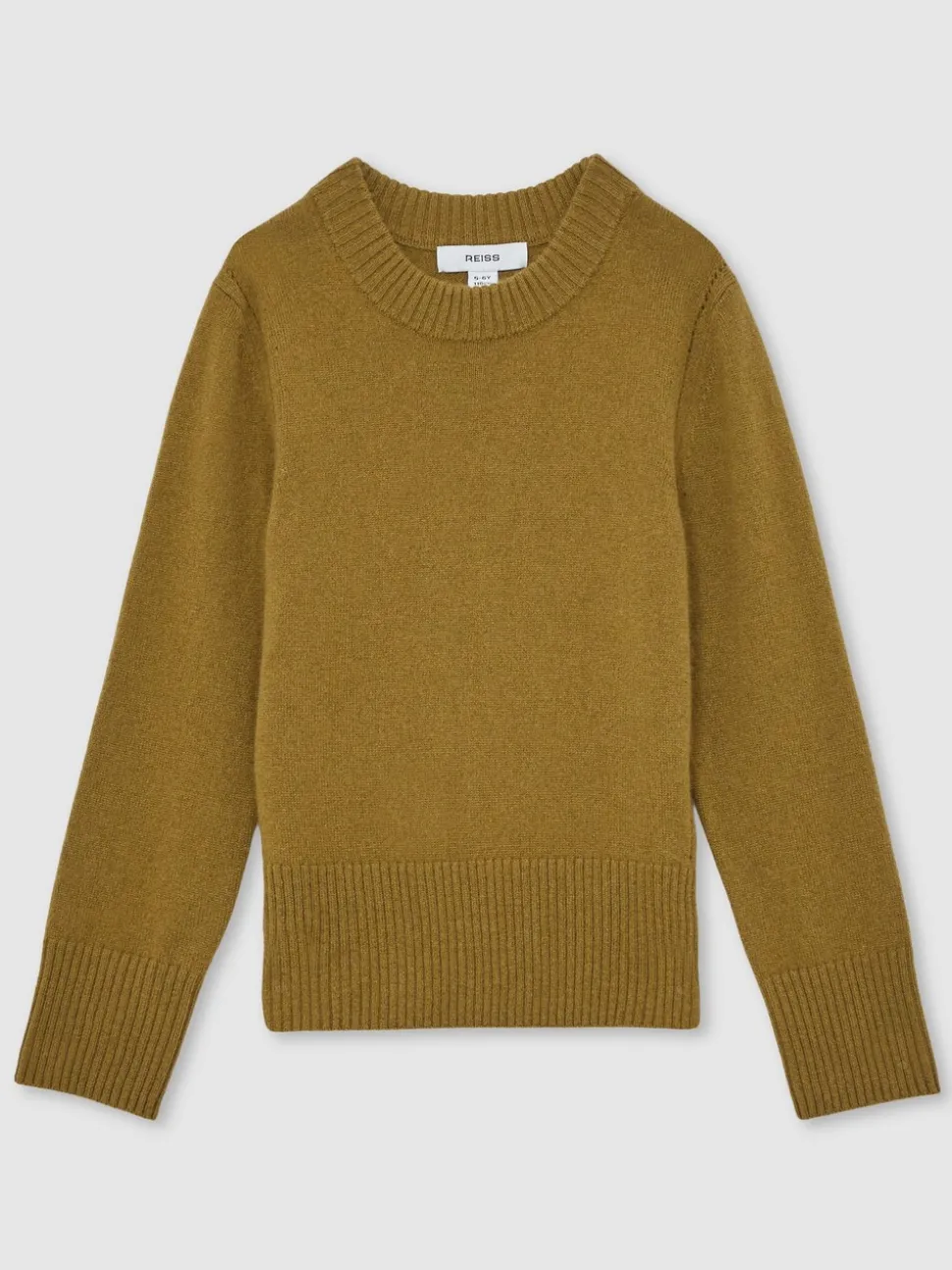 Reiss Khaki Green Anya 3-9 yrs Wool-Blend Open-Stitch Jumper with Cashmere