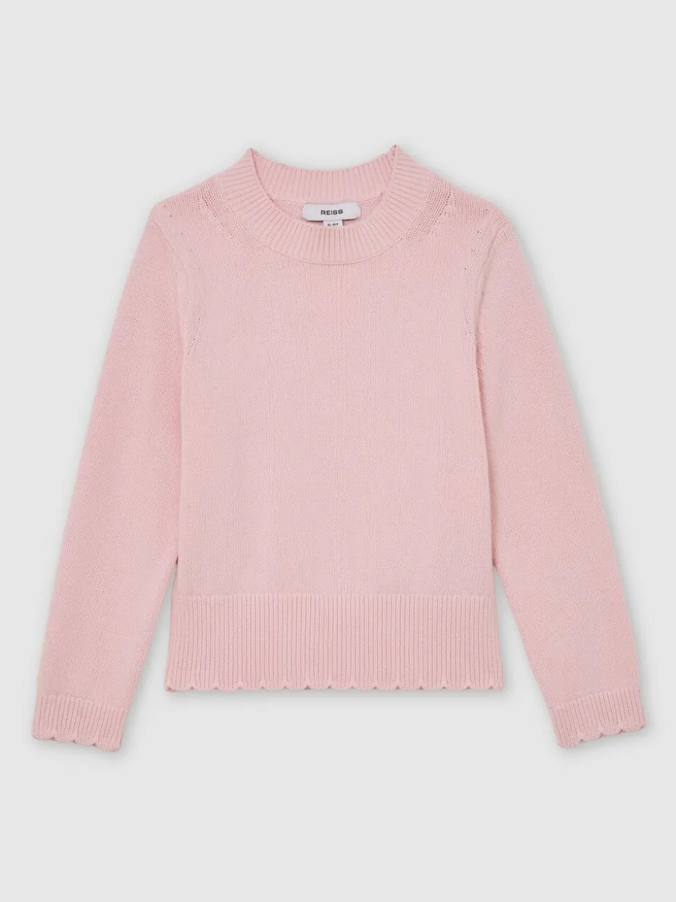 Reiss Light Pink Athena 3-9 yrs Cotton Scallop-Trim Jumper