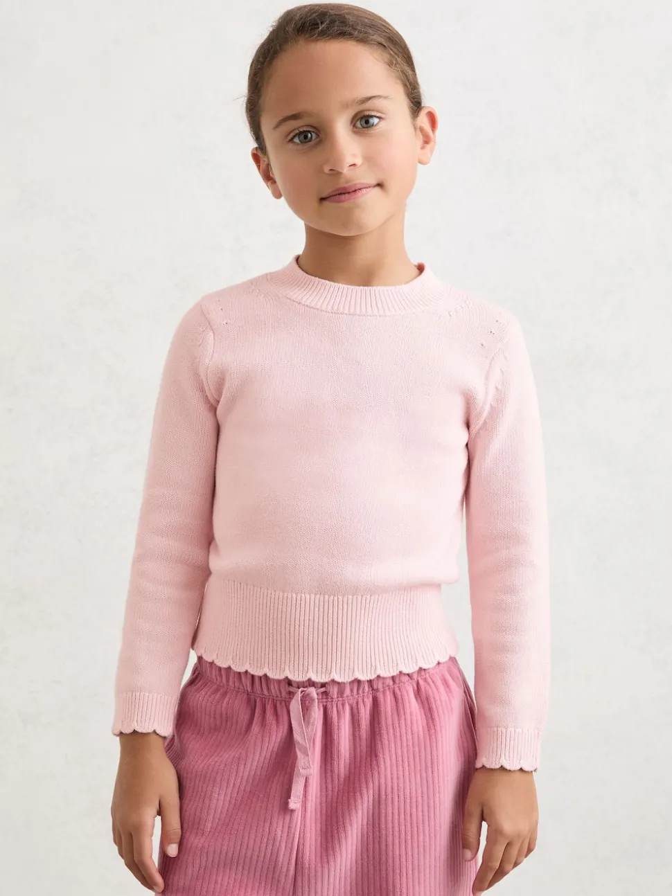 Reiss Light Pink Athena 3-9 yrs Cotton Scallop-Trim Jumper