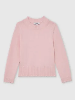Reiss Light Pink Athena 13-14 yrs Cotton Scallop-Trim Jumper