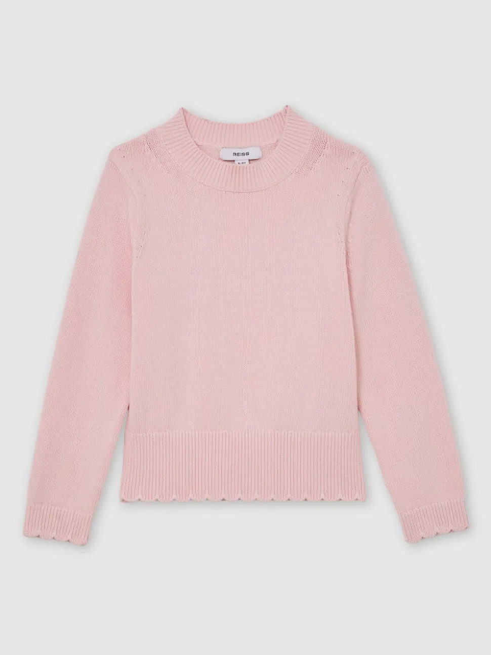 Reiss Light Pink Athena 9-13 yrs Cotton Scallop-Trim Jumper