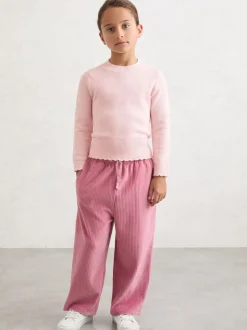 Reiss Light Pink Athena 9-13 yrs Cotton Scallop-Trim Jumper