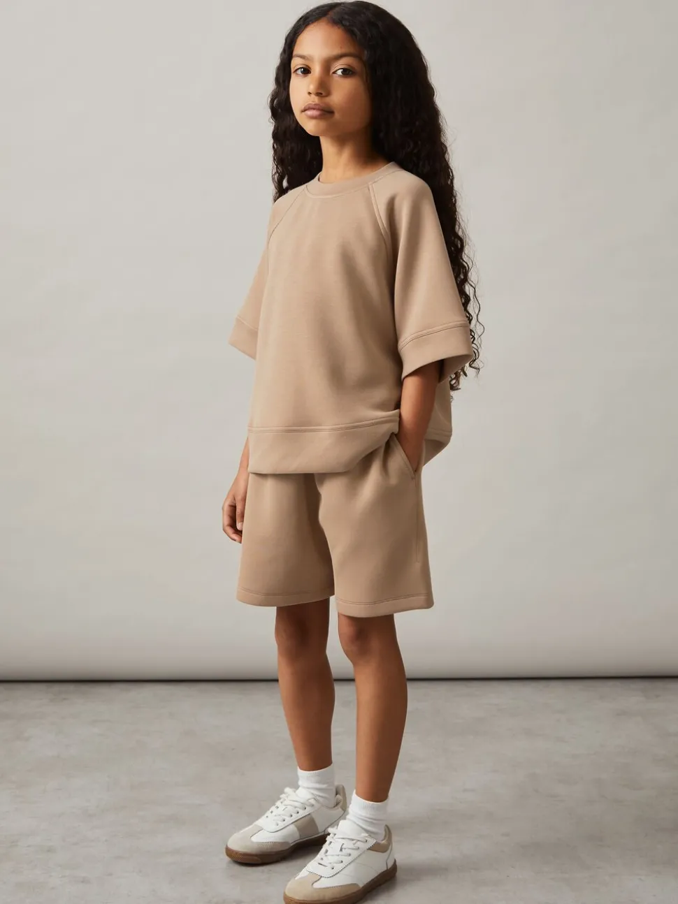 Reiss Mink Selena 9-13 yrs Modal-Blend Sweatshirt And Shorts Set
