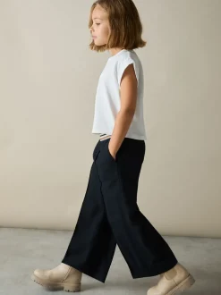 Reiss Navy Abs 4-9 yrs Stripe-Waistband Wide-Leg Trousers