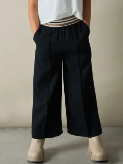Reiss Navy Abs 9-13 yrs Stripe-Waistband Wide-Leg Trousers