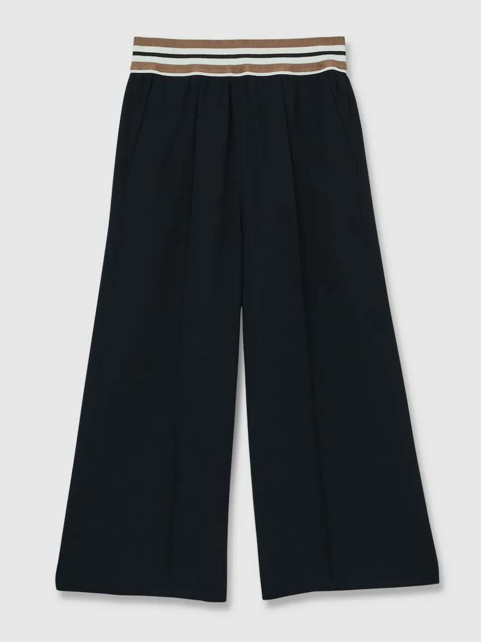 Reiss Navy Abs 9-13 yrs Stripe-Waistband Wide-Leg Trousers