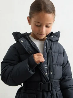 Reiss Navy Alys 13-14 yrs Longline Hooded Puffer Coat