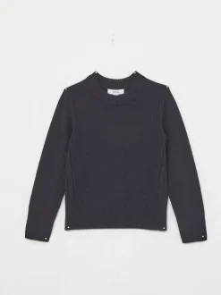 Reiss Navy Anya 3-9 yrs Wool-Blend Open-Stitch Jumper with Cashmere