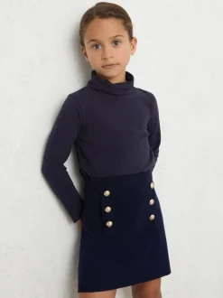 Reiss Navy Carey 3-9 yrs Cotton-Jersey Roll-Neck Top with Stretch