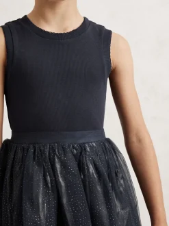 Reiss Navy Dahlia 9-13 yrs Knit-Bodice Tulle Dress