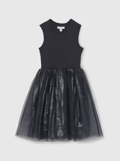 Reiss Navy Dahlia 9-13 yrs Knit-Bodice Tulle Dress